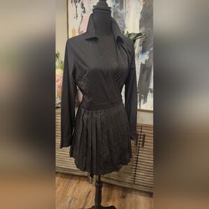 Black, wrap, pleated, mini dress or top, sz M, NWT